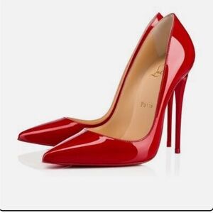 Christian Louboutin So Kate 120 Red Patent Leather Stiletto Heel Pump size 40